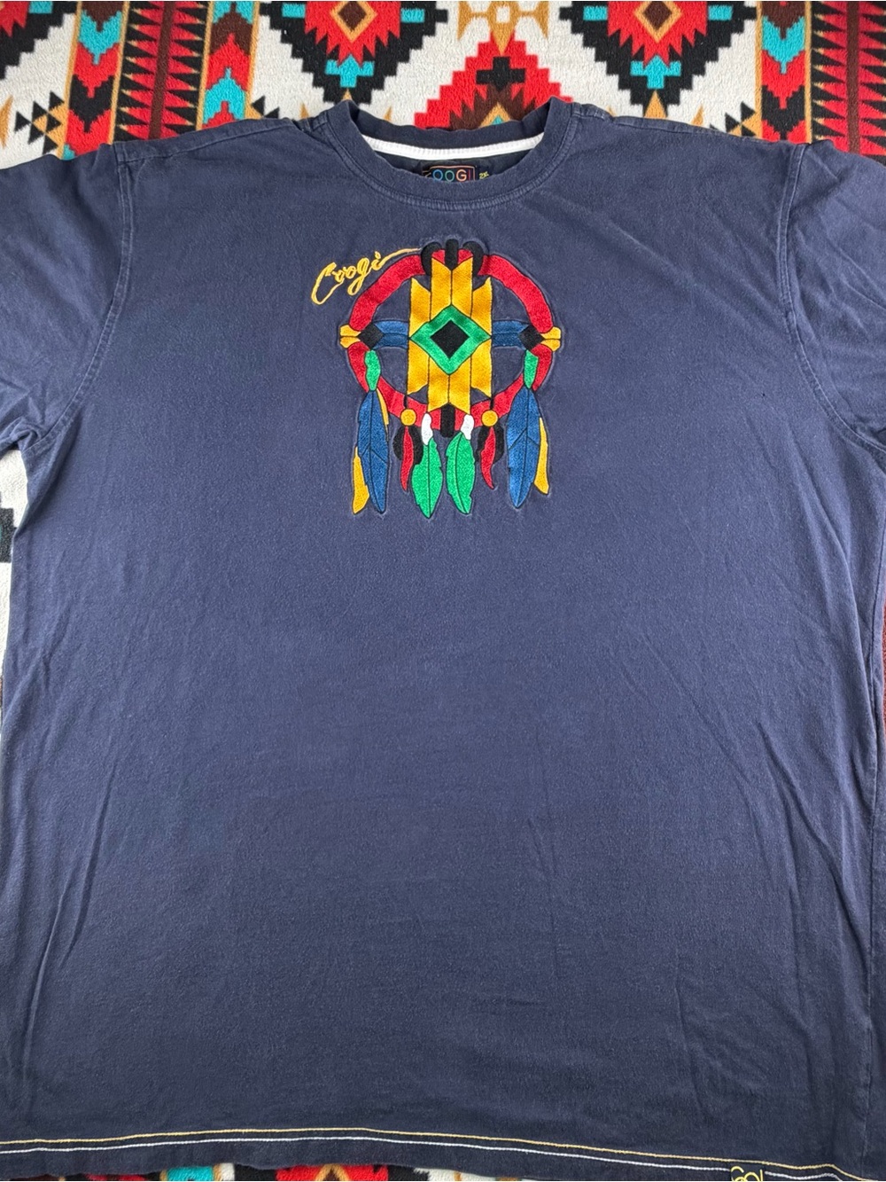 Crogi Navy Graphic Tee with Colorful Dreamcatcher 2XL